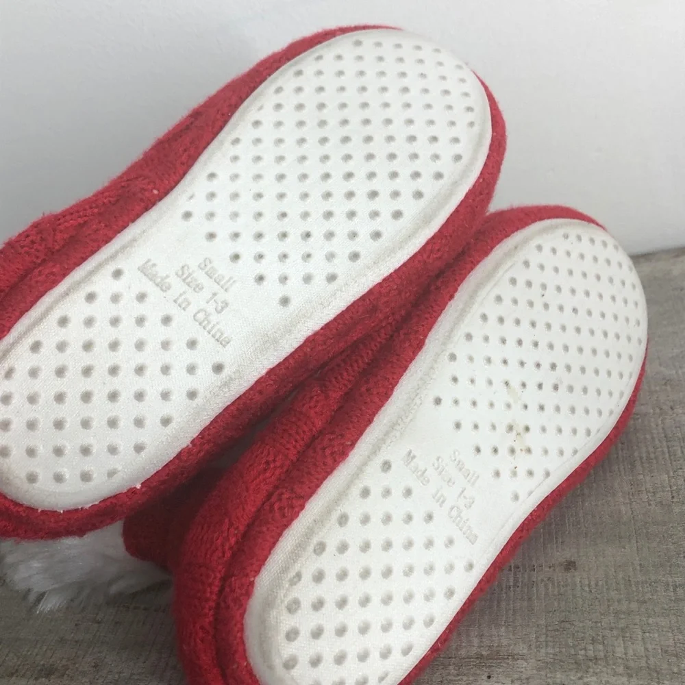 American girl red sweater knit Santa fur slippers